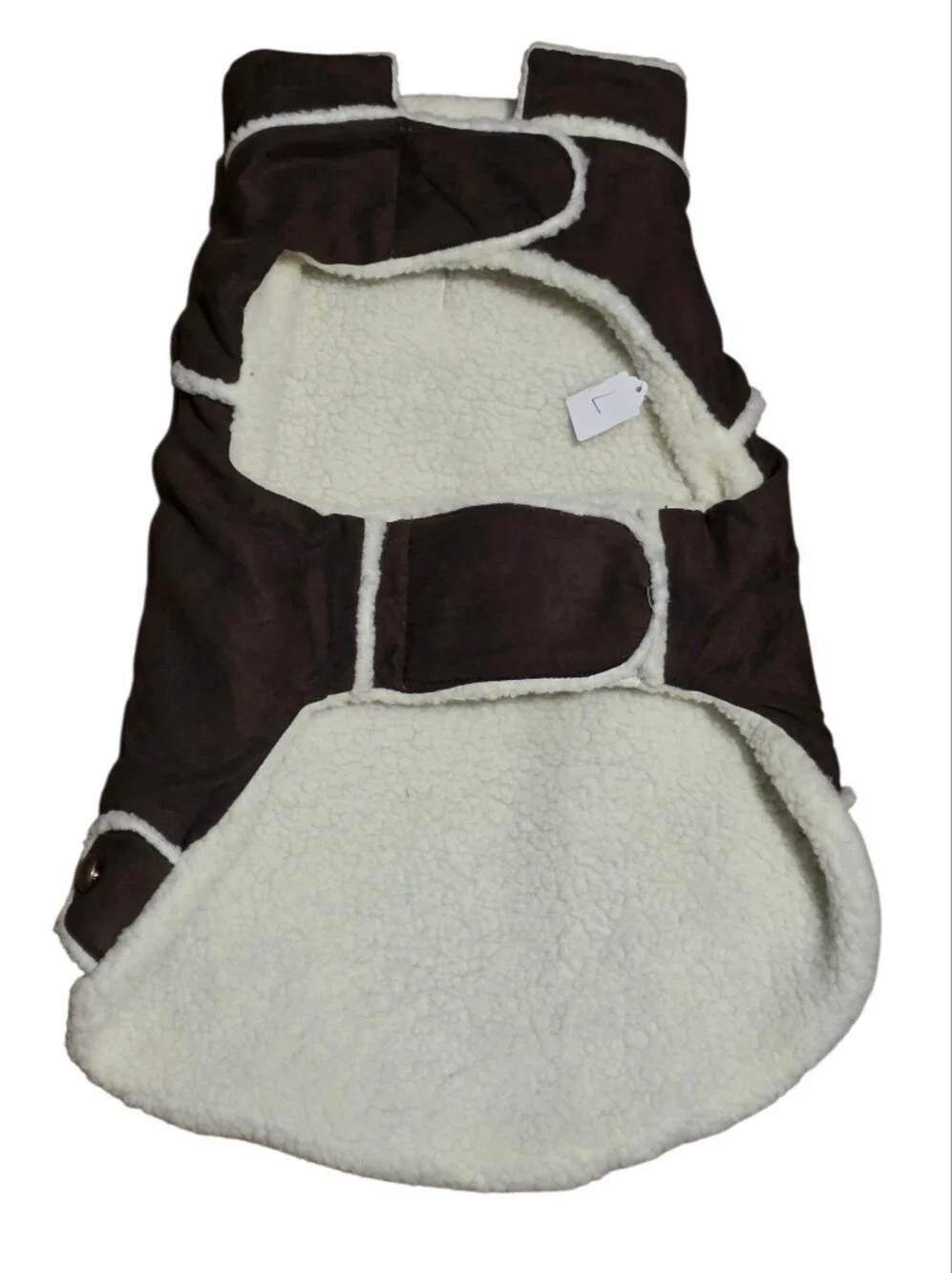 Zebra NWT Faux Suede & Sherling Winter Outdoor Dog Jacket Brown & Cream Size L